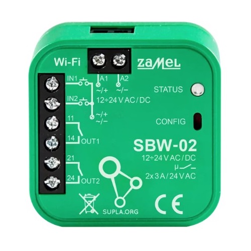 ZAMEL Sterownik bramowy WI-FI 2-kanałowy SUPLA SBW-02