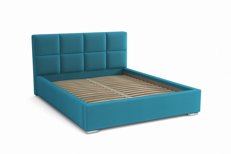 Łóżko do sypialni tapicerowane 120x200 z pojemnikiem - Alaska Turkusowe