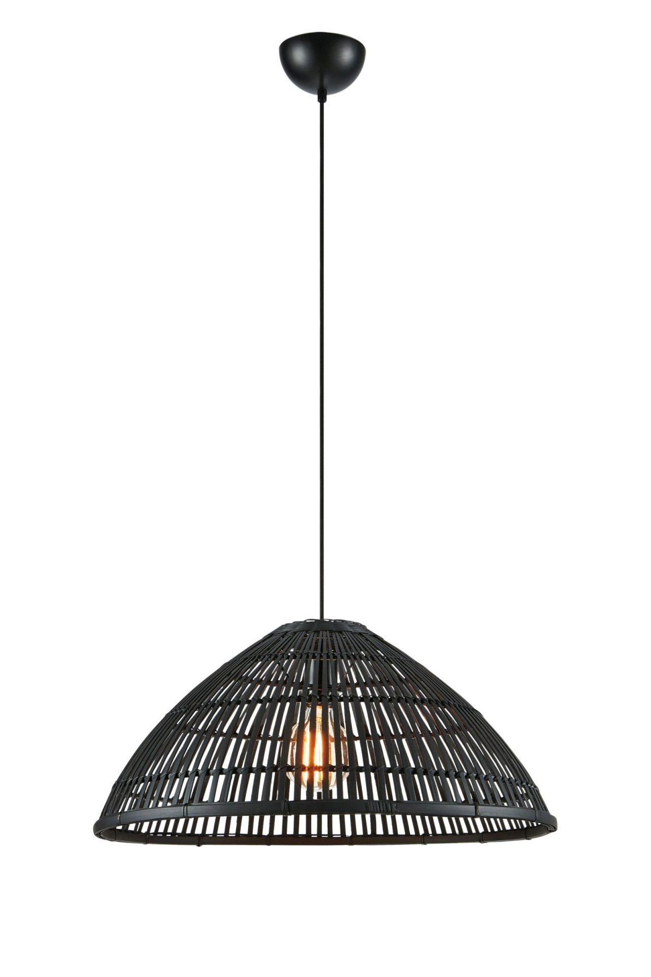 Lampa wisząca z plecionym, czarnym abażurem 108674 z serii CAPELLO