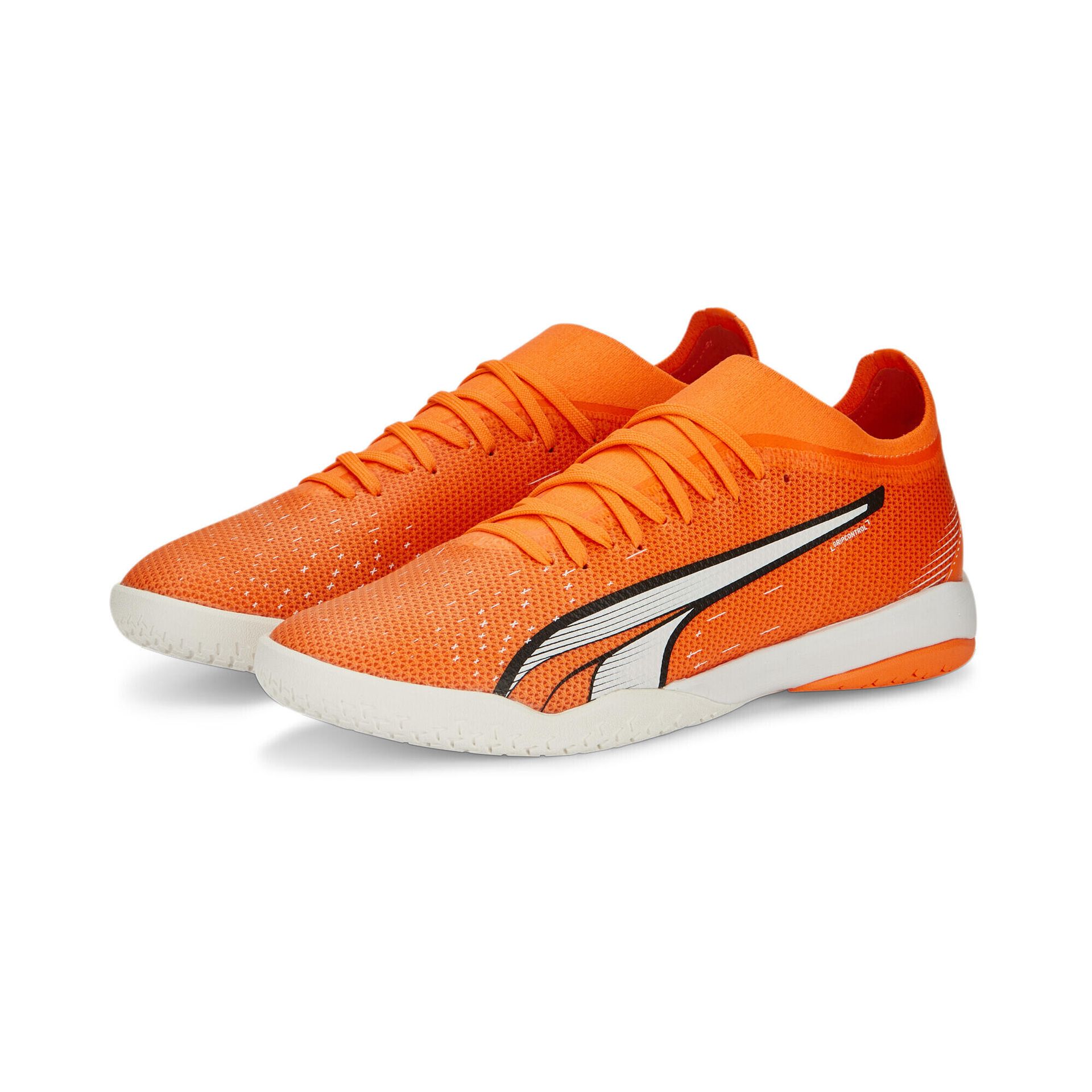 PUMA Męskie buty piłkarskie Match IT, ultra pomarańczowe biało-niebieskie błyszczące, 42 EU