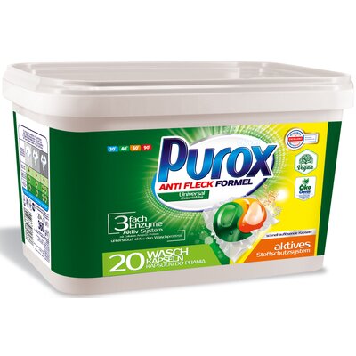 Clovin Purox Kapsułki Żelowe Do Prania Duocaps 20szt x 18g Wiaderko Universal