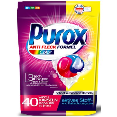 Clovin Purox Kapsułki Żelowe Do Prania Duocaps 40szt x 18g Kolor