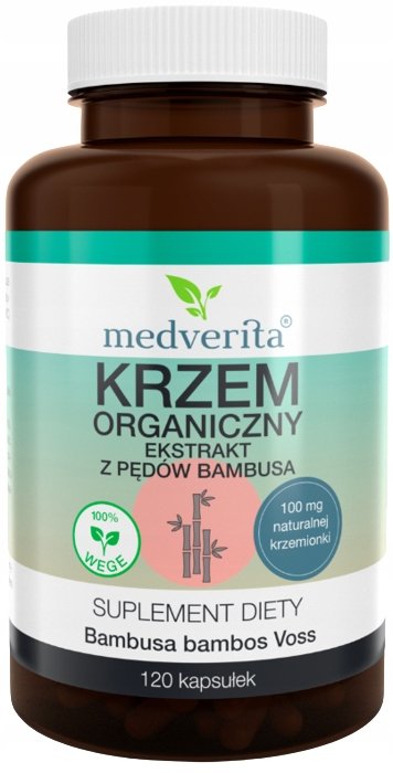 Krzem organiczny ekstrakt z pędów bambusa 100 mg 120 kapsułek MEDVERITA