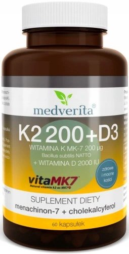 Medverita, Witamina K 200+ D3 2000, 60 Kaps.
