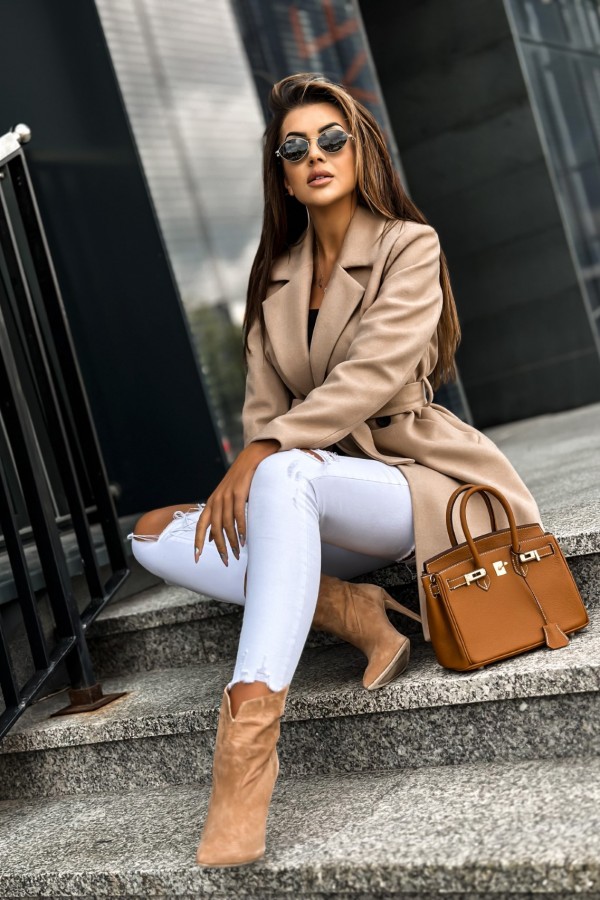 Płaszcz jesienny z wiązaniem Loreen beż - SHOPAHOLIC`S DREAM