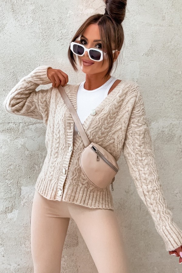 Sweter na guziki Chiara beżowy - SHOPAHOLIC`S DREAM
