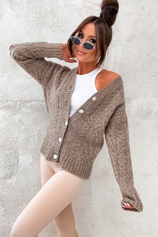 Sweter na guziki Chiara mokka - SHOPAHOLIC`S DREAM