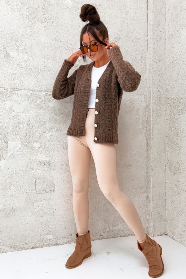 Sweter na guziki Chiara brązowy - SHOPAHOLIC`S DREAM