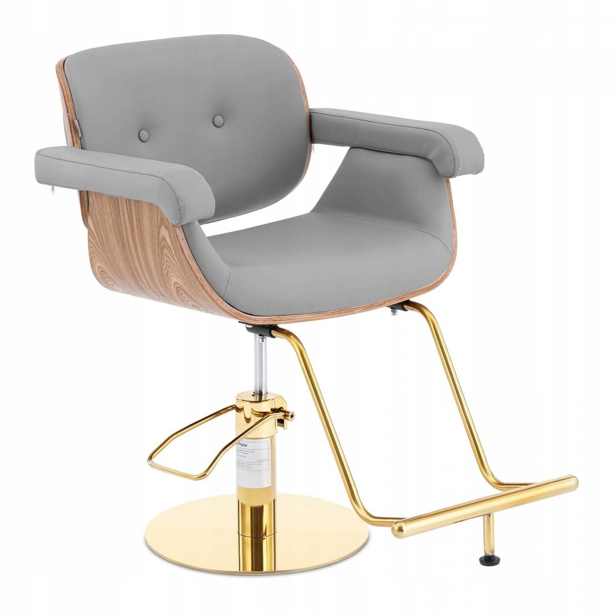 physa Fotel fryzjerski z podnóżkiem - 830-980 mm - 200 kg - Złoty, Szary PHYSA FILEY BEIGE