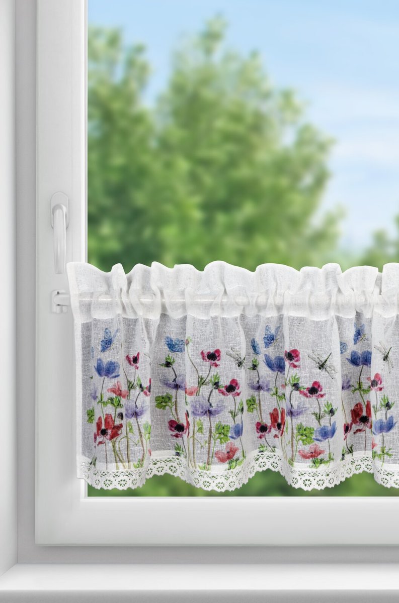 Firana 30 x 150 Dekoracyjna Gotowa Nora Biały+Czer