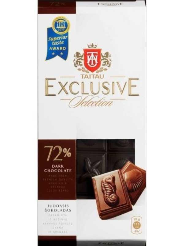 TAITAU czekolada gorzka TAITAU Exclusiv  72% kakao, tabliczka 100g wysokiej jakości czekolada z kakao pochodzeniem z Ghany i Granady TTE-100-72