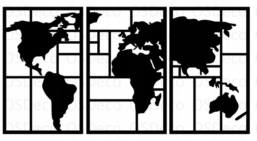 Dekoracja 3D Obraz Ażurowy Mapa Świata E105