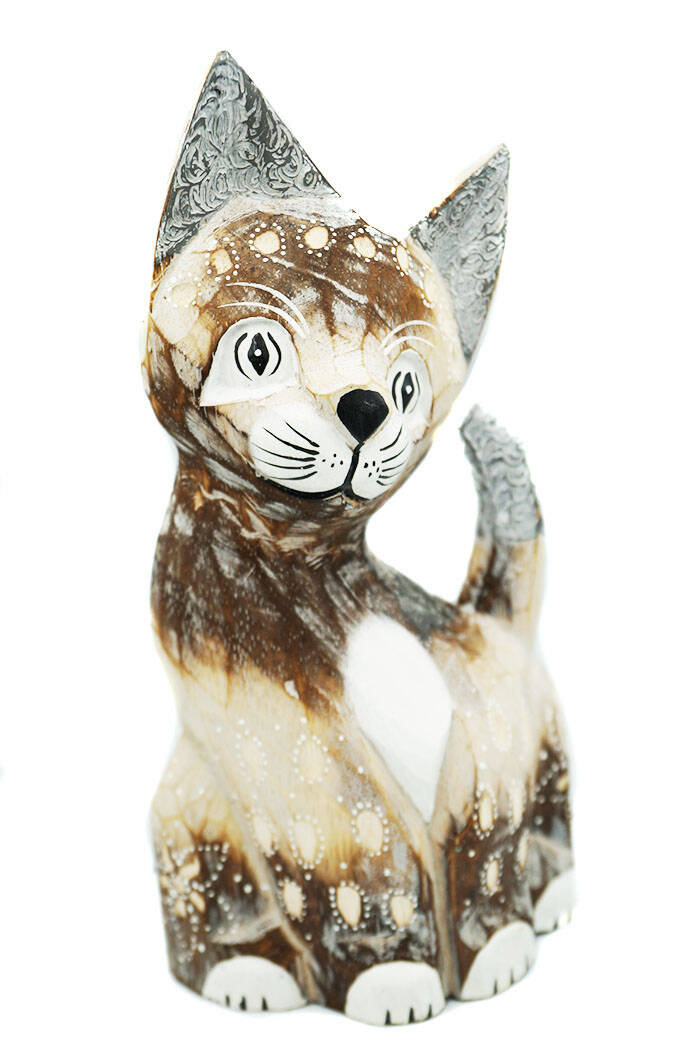KOT KOTEK FIGURKA DREWNIANA RĘKODZIEŁO 30CM