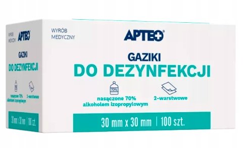 Apteo, Gaziki Do Dezynfekcji 30 X 30 Mm, 100 Szt.