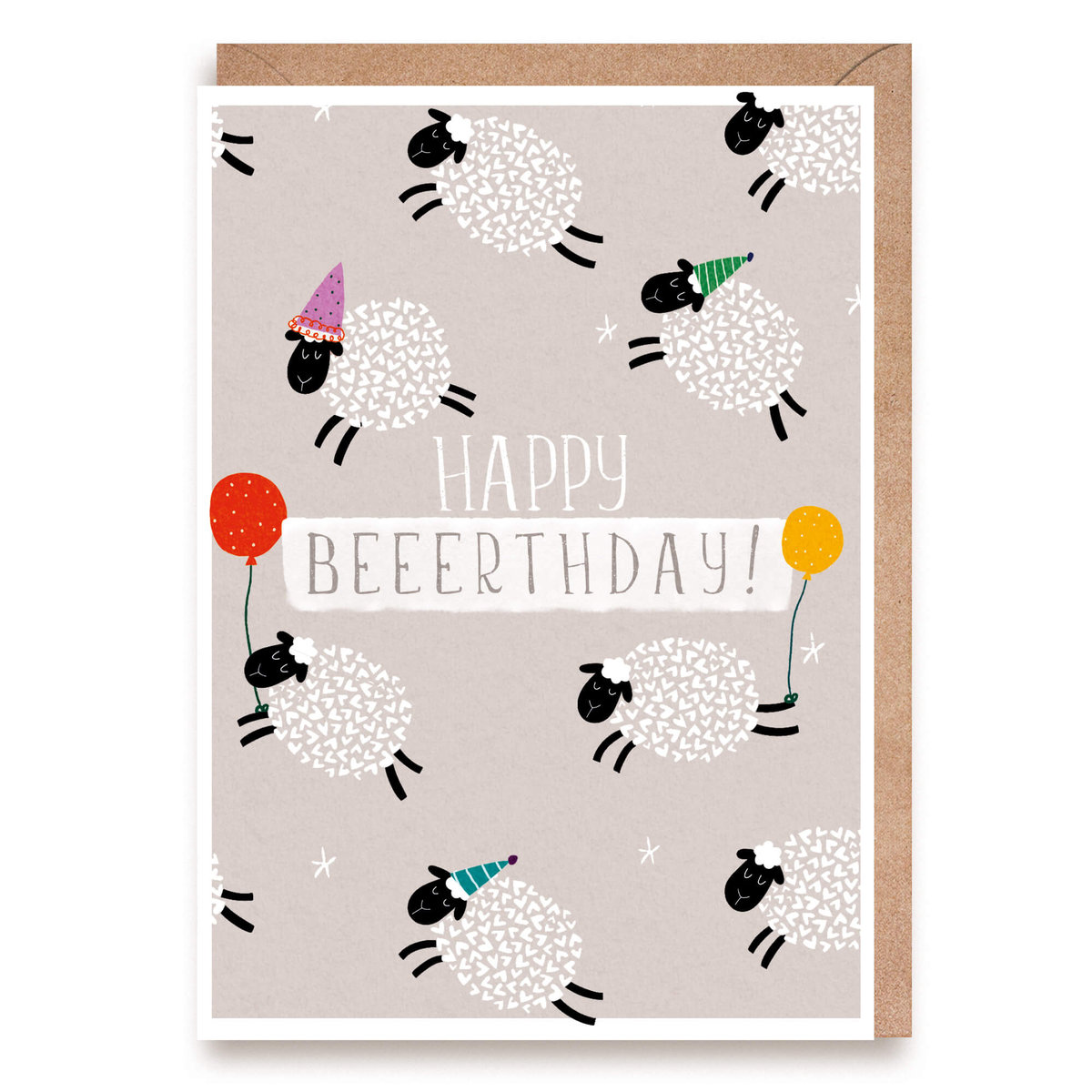 Kartka URODZINOWE OWCE A6 Happy Beerthday