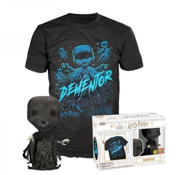 harry potter - booble head pop n° 161 - dementor (gitd) + tee (l)