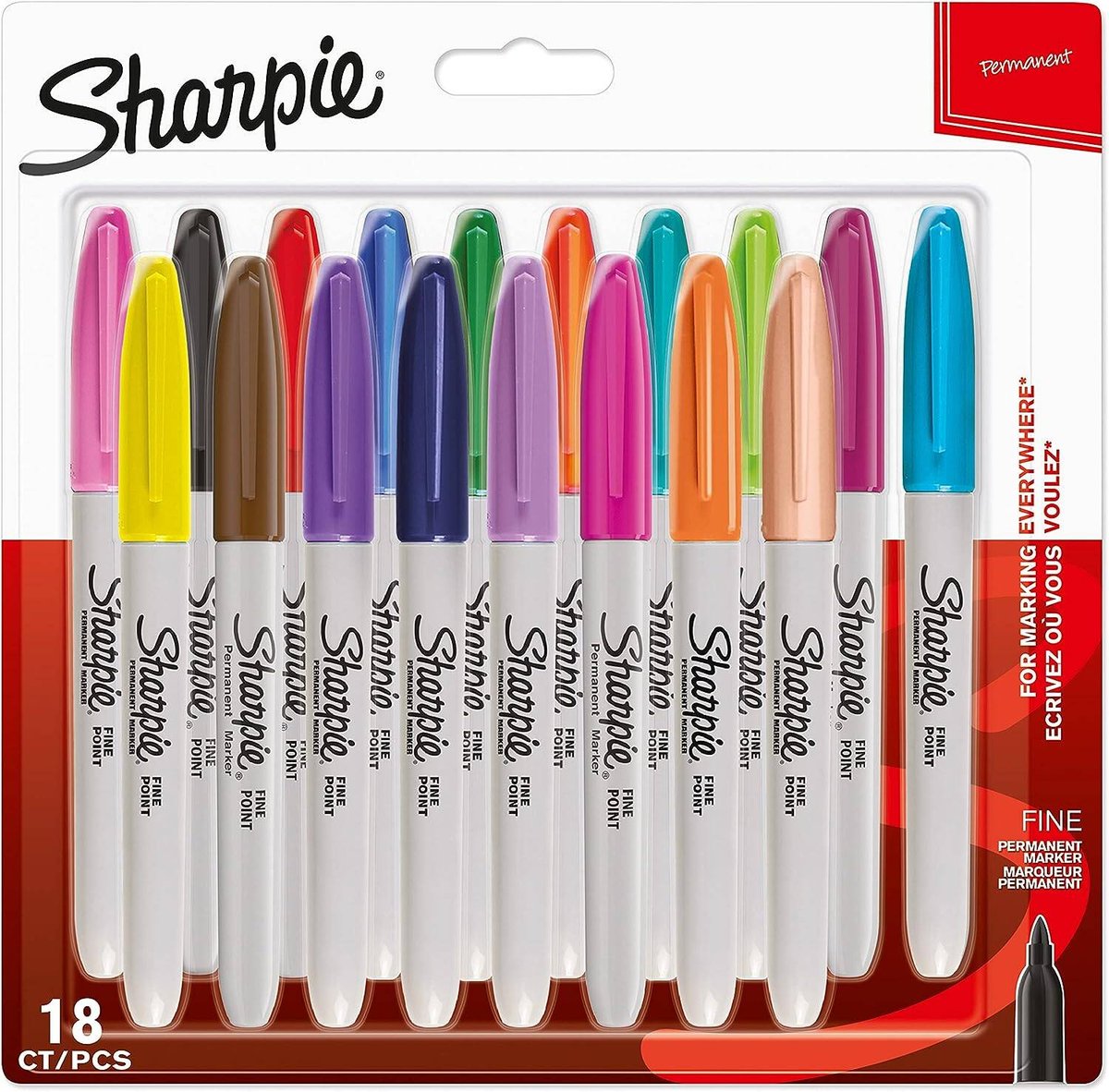 Sharpie Permanent Marker, delikatna koronka, sortowane kolorystycznie, 18 sztuki 1996112