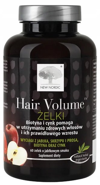 New Nordic Hair Volume Żelki o smaku jabłkowym 60 sztuk [Data ważności 31-03-2021] 3638561