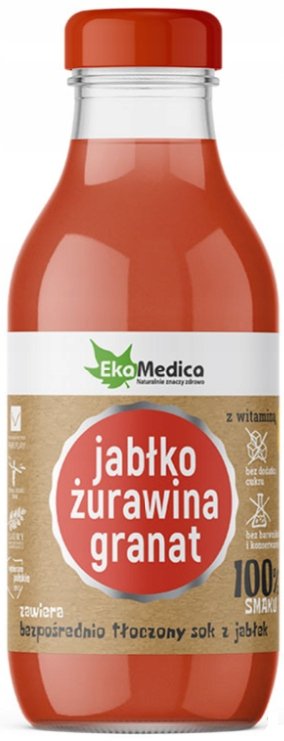 EkaMedica Producent niezdefiniowany SOK 100% jabłko żurawina granat 300ml-suplemet diety