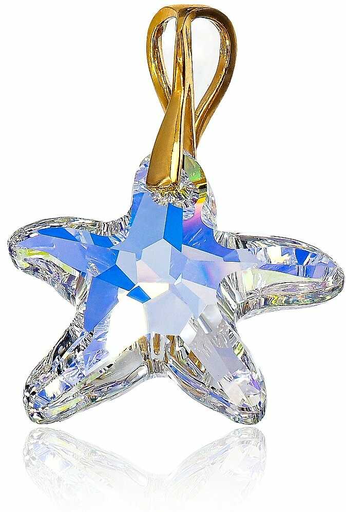 Kryształy piękny WISIOREK Aurora Starfish złote SREBRO