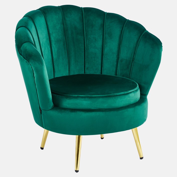 Fotel muszelka ELIF | Welur | Zieleń #56