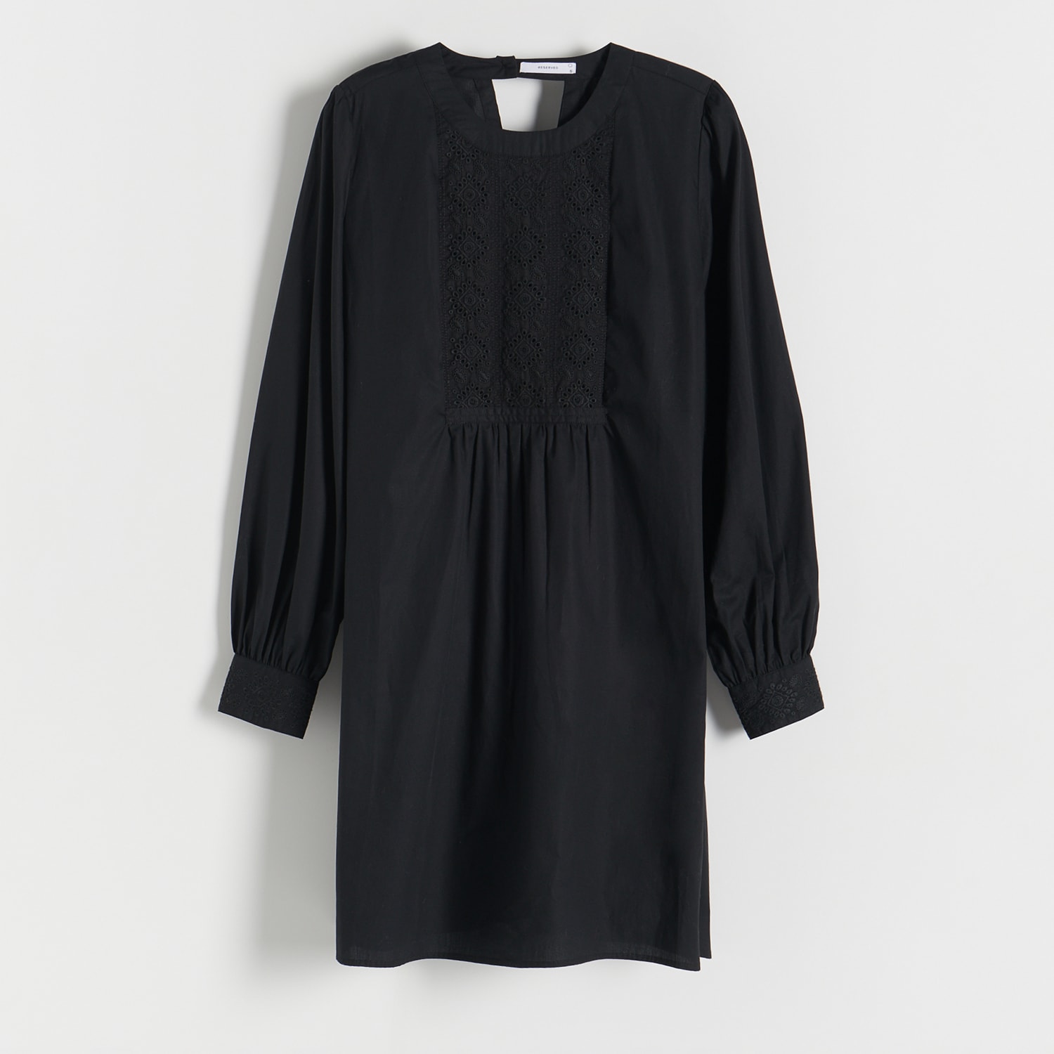 Reserved - Sukienka z haftowanymi detalami - Czarny