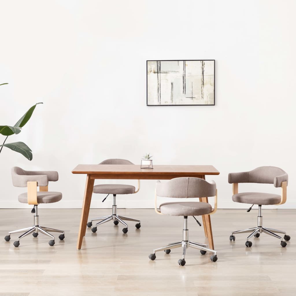 Obrotowe krzesła stołowe, 4 szt., taupe, gięte drewno i tkanina