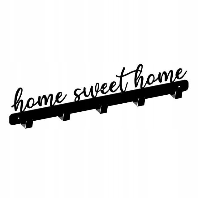 Wieszak na ubrania Home Sweet Home, czarny strukturalny