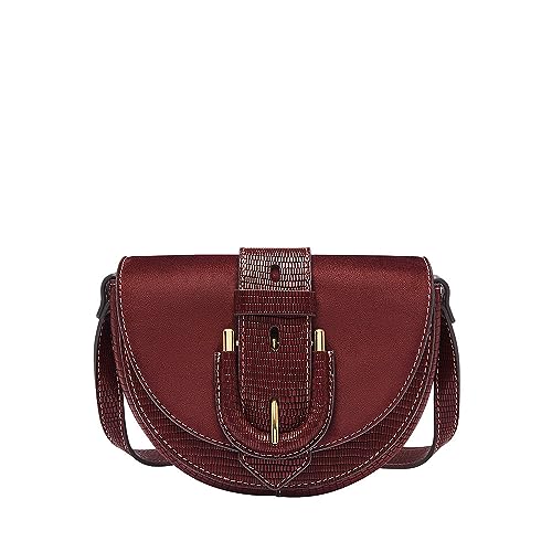 Fossil Torebka Damska Harwell, Mała Torebka Crossbody z Klapką z Wytłaczanej Skóry z Efektem Jaszczurki, Dł: 16,5 cm, Szer: 5,1 cm, Wys: 11,4 cm, Zb1939243