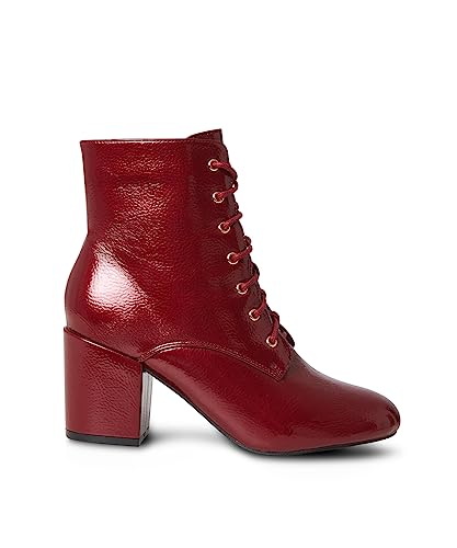 Joe Browns Damskie sznurowane botki na obcasie patentowym, czerwone, 8 UK, Czerwony, 8 UK Wide