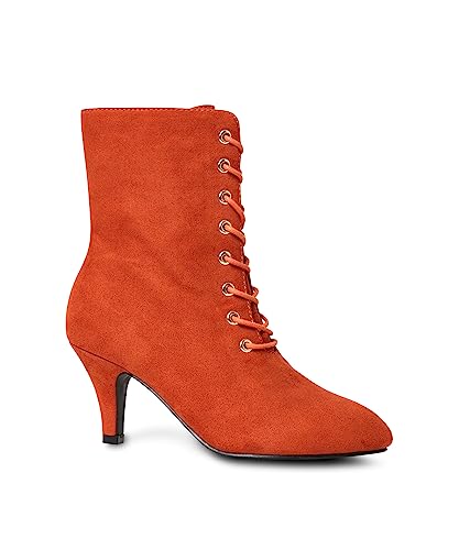 Joe Browns Damskie sznurowane botki Stiletto z mikrozamszu, Burnt Orange, 9 UK, Palony pomarańczowy, 9 UK Wide