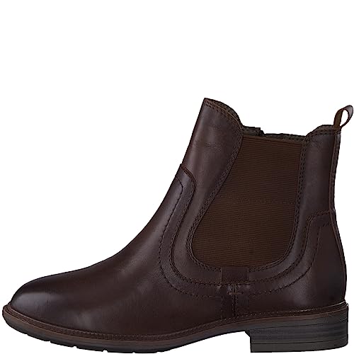 Tamaris Comfort Damskie buty 8-85321-41, skórzane, Comfort Fit, wymienna wkładka, eleganckie klasyczne kozaki Chelsea, koniak, 42 EU Weit