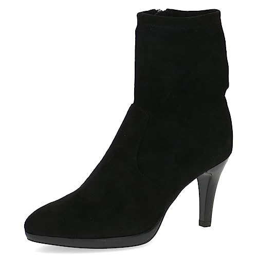 Caprice Damskie 9-25338-41 botki sznurowane z obcasem, Black Stretch, 38.5 EU