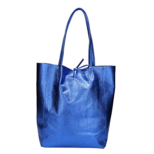 FELIPA Damska torebka Tote Bag, niebieska metaliczna, niebieski metalik