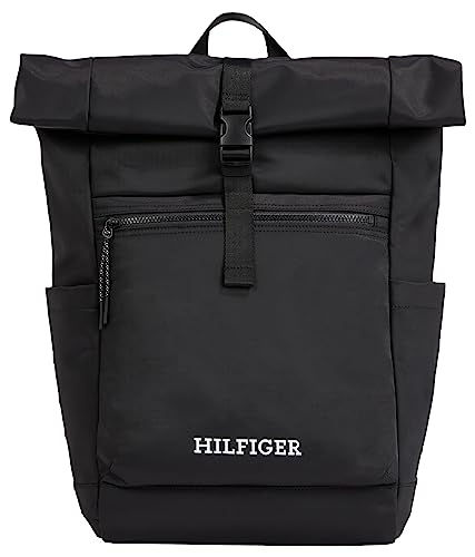 Tommy Hilfiger Męski plecak TH MONOTYPE ROLLTOP, czarny, OS, Czarny, rozmiar uniwersalny