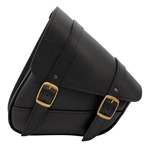 Dowco 59776-08 torba na ramię motocykla, czarna z mosiężnymi klamrami, 27 cm x 29 cm x 11,5 cm