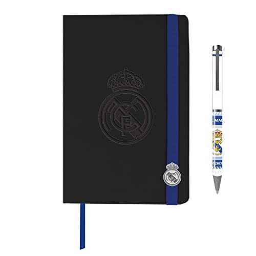 CYPBRANDS Real Madrid Set Długopis, czarny, Estandar, Real Madrid Set Agenda i Długopis