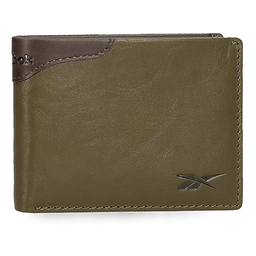 Reebok Club Poziomy portfel z portmonetką Zielony 11x8x1 cms Skóra, Zielony, Talla única, Portfel poziomy z portmonetką