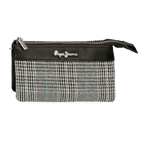 Pepe Jeans Kendra Portfel Trzy przegródki Czarny 17,5x9,5x2 cms Poliester ze skórą syntetyczną, czarny, Talla única, Portfel Trzy przegródki