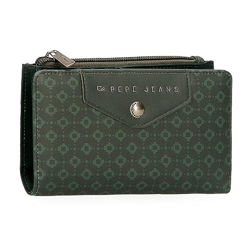 Pepe Jeans Bethany Portfel z wizytówką Zielony 17x10x2 cms Skóra syntetyczna, Zielony, Talla única, Portfel z karty