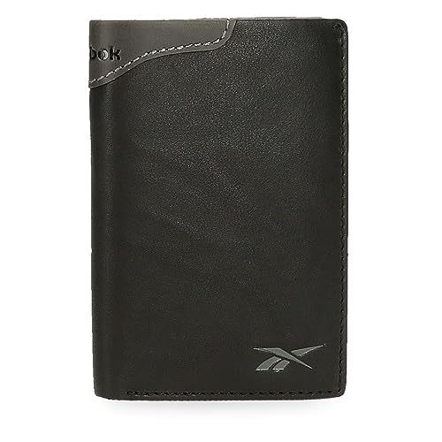 Reebok Club Pionowy portfel z portmonetką Czarny 8,5x11,5x1 cms Skóra, czarny, Talla única, Portfolio pionowe z toreb