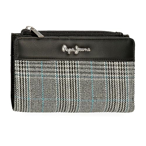 Pepe Jeans Kendra Portfel Czarny 17x10x2 cms Poliester ze skórą syntetyczną, czarny, Talla única, Portfel z karty
