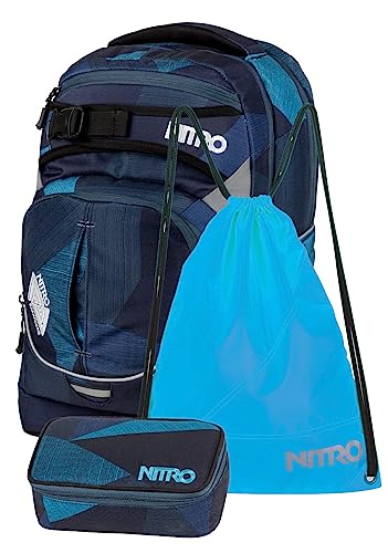 Nitro Superhero, zestaw plecaków szkolnych, plecak, plecak, odpinany pas biodrowy, wytrzymała płyta dolna, torba termiczna, kieszeń na laptopa, torba sportowa lub torba sportowa i etui na rysik,
