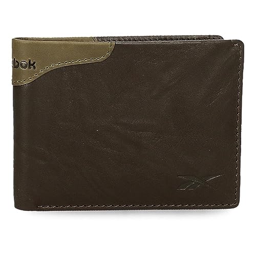Reebok Club Poziomy portfel z portmonetką Brązowy 11,5x8x1 cms Skóra, Brązowy, Talla única, Portfel poziomy z portmonetką