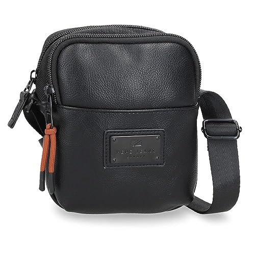 Pepe Jeans Egham Obudowa na messenger Mały Czarny 12x16x3,5 cms Poliester, czarny, Talla única, Mały pasek na ramię