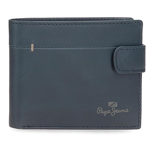 Pepe Jeans Staple Portfel Poziomy z zamknięciem kliknij Niebieski 11x8,5x1 cms Skóra, niebieski, Talla única, Portfolio poziome z zamknięciem kliknięcia
