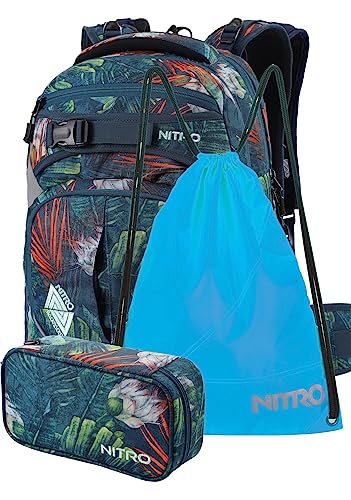 Nitro Superhero, zestaw plecaków szkolnych, plecak, plecak, odpinany pas biodrowy, wytrzymała płyta dolna, torba termiczna, kieszeń na laptopa, torba sportowa lub torba sportowa i etui na rysik,