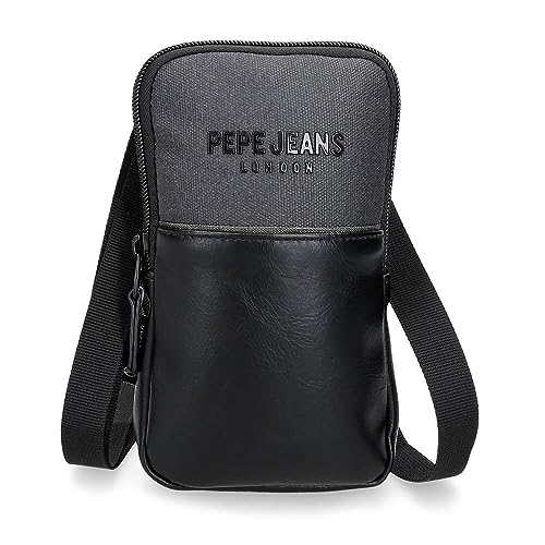 Pepe Jeans Grays Obudowa na messenger Mały Czarny 10,5x18x2 cms Poliester, czarny, Talla única, Mały pasek na ramię