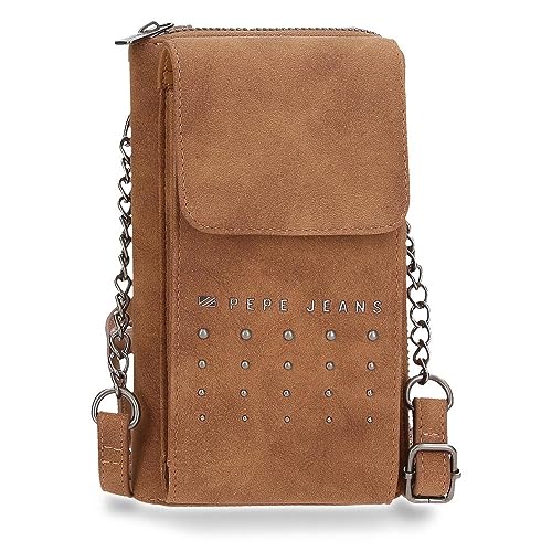 Pepe Jeans Holly Obudowa na messenger Mały Brązowy 11x20x4 cms Skóra syntetyczna, Brązowy, Talla única, Mały pasek na ramię