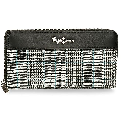 Pepe Jeans Kendra Portfel na karty Czarny 19,5x10x2 cms Poliester ze skórą syntetyczną, czarny, Talla única, Portfel z wizytówką